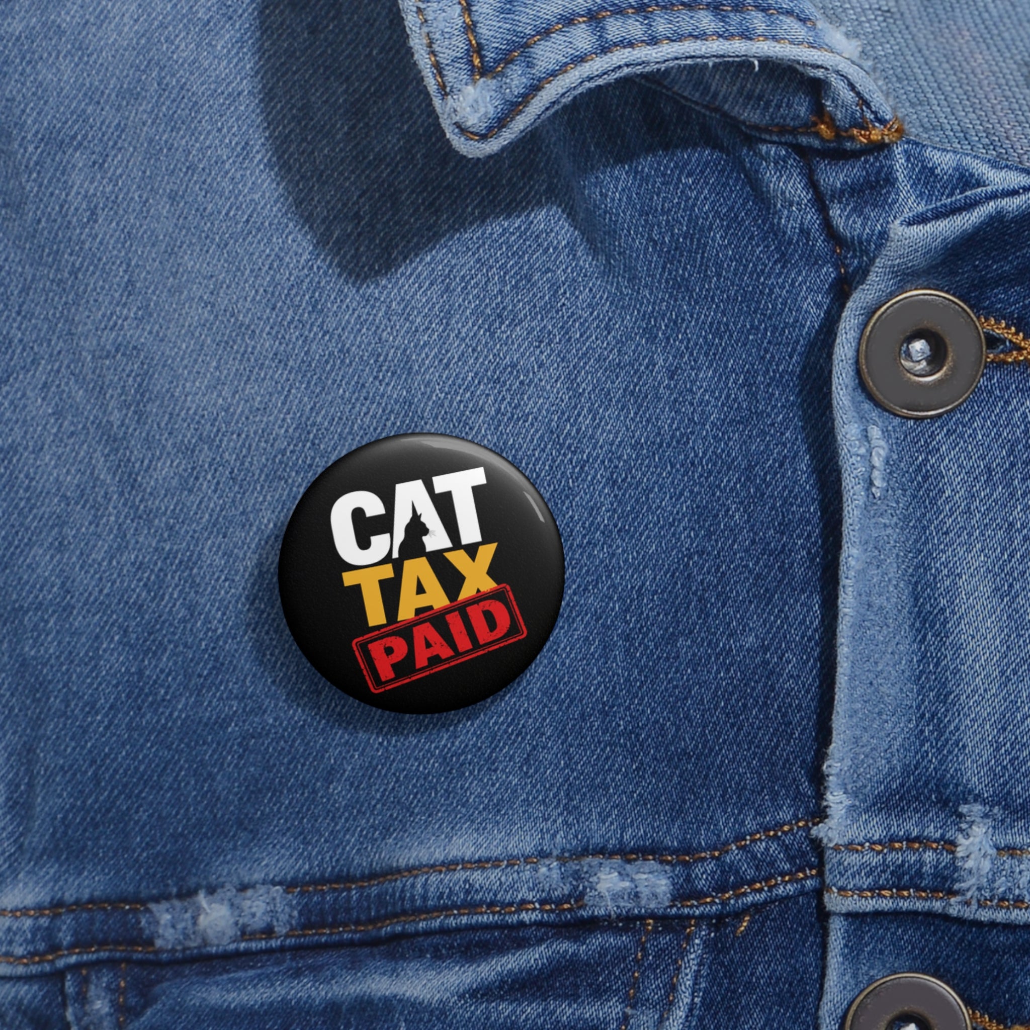 Cat Tax Paid Pinback Button