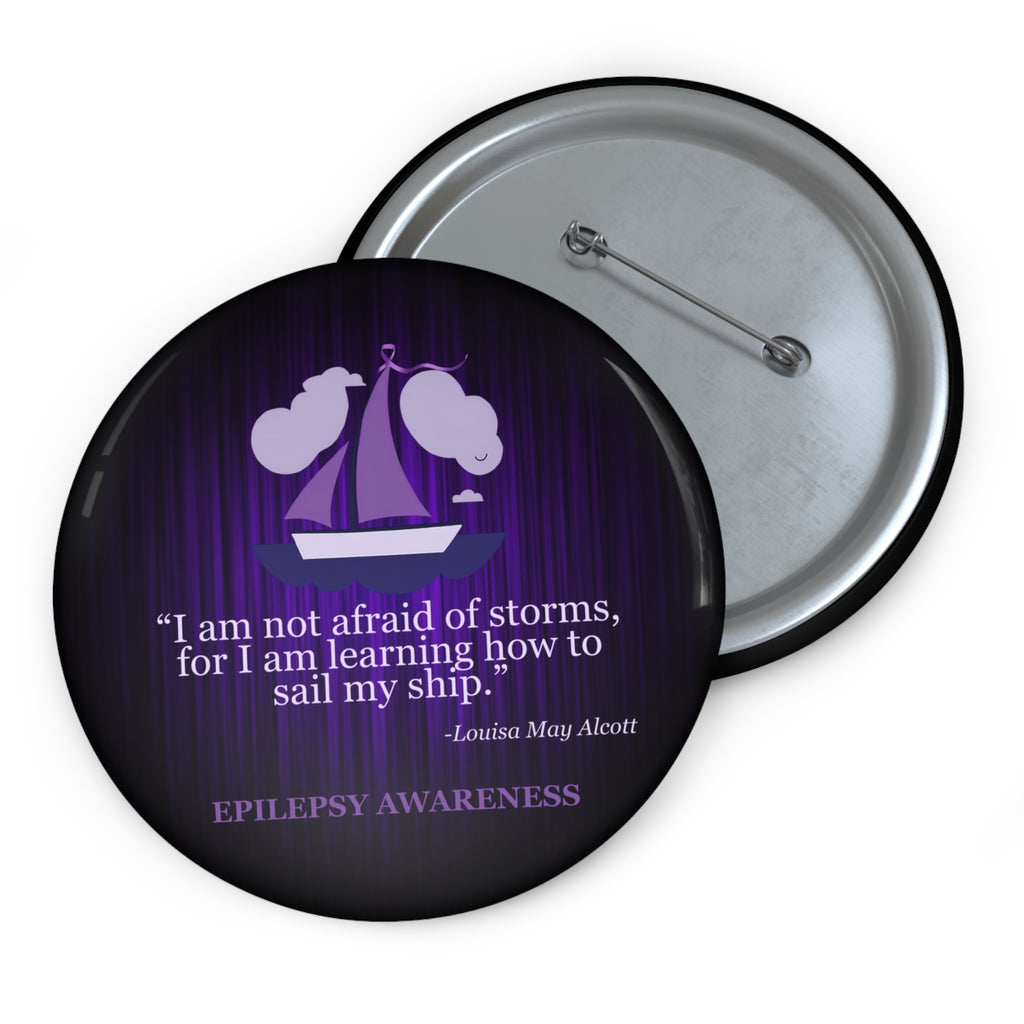 Inspirational Epilepsy Awareness Pin Button - Sail Ship Design