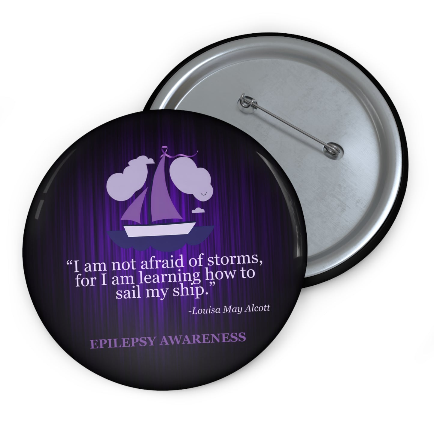 Inspirational Epilepsy Awareness Pin Button - Sail Ship Design