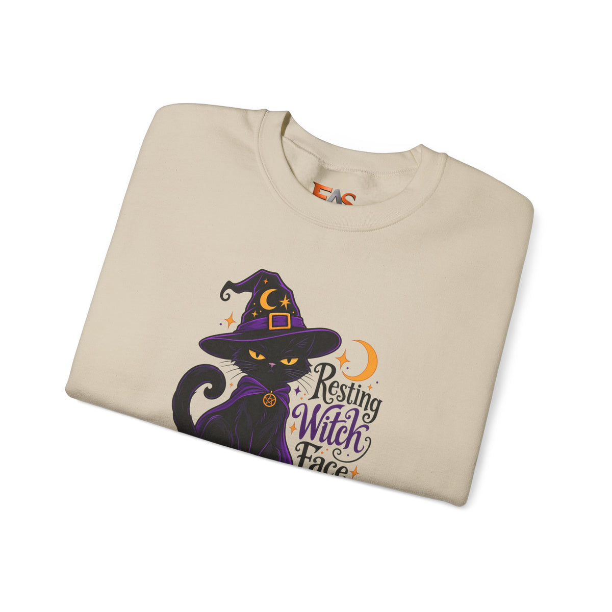 Resting Witch Face Cat Sweatshirt | Halloween Witch Cat Crewneck