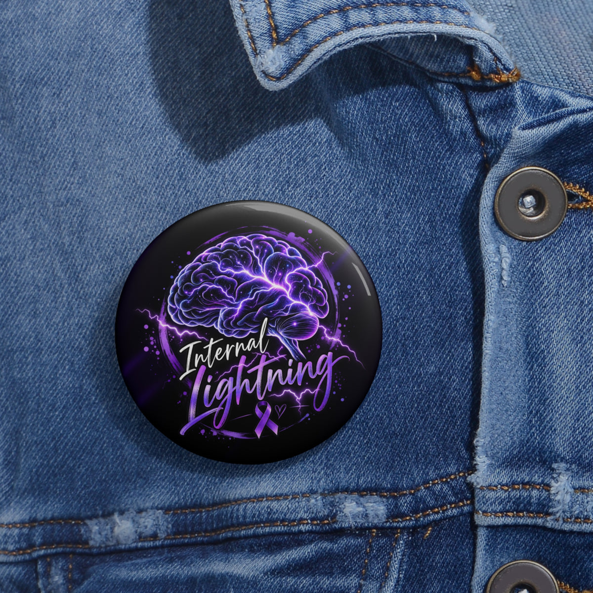 Internal Lightning Epilepsy Awareness Pinback Button