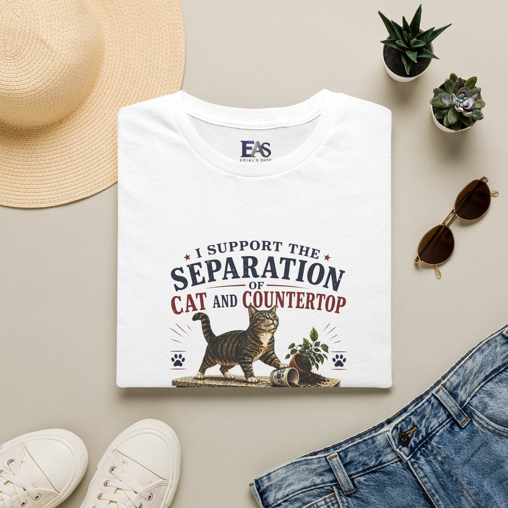 Separation of Cat and Countertop T-Shirt | Funny Cat Lover Tee