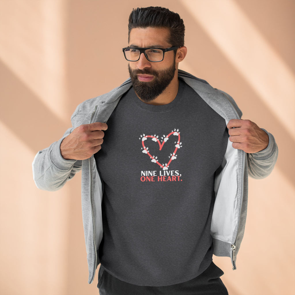 Nine Lives, One Heart – Cat Lover Sweatshirt