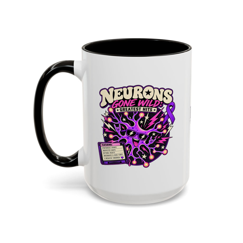 Neurons Gone Wild: Greatest Hits Epilepsy Awareness Accent Coffee Mug (11oz/15oz)