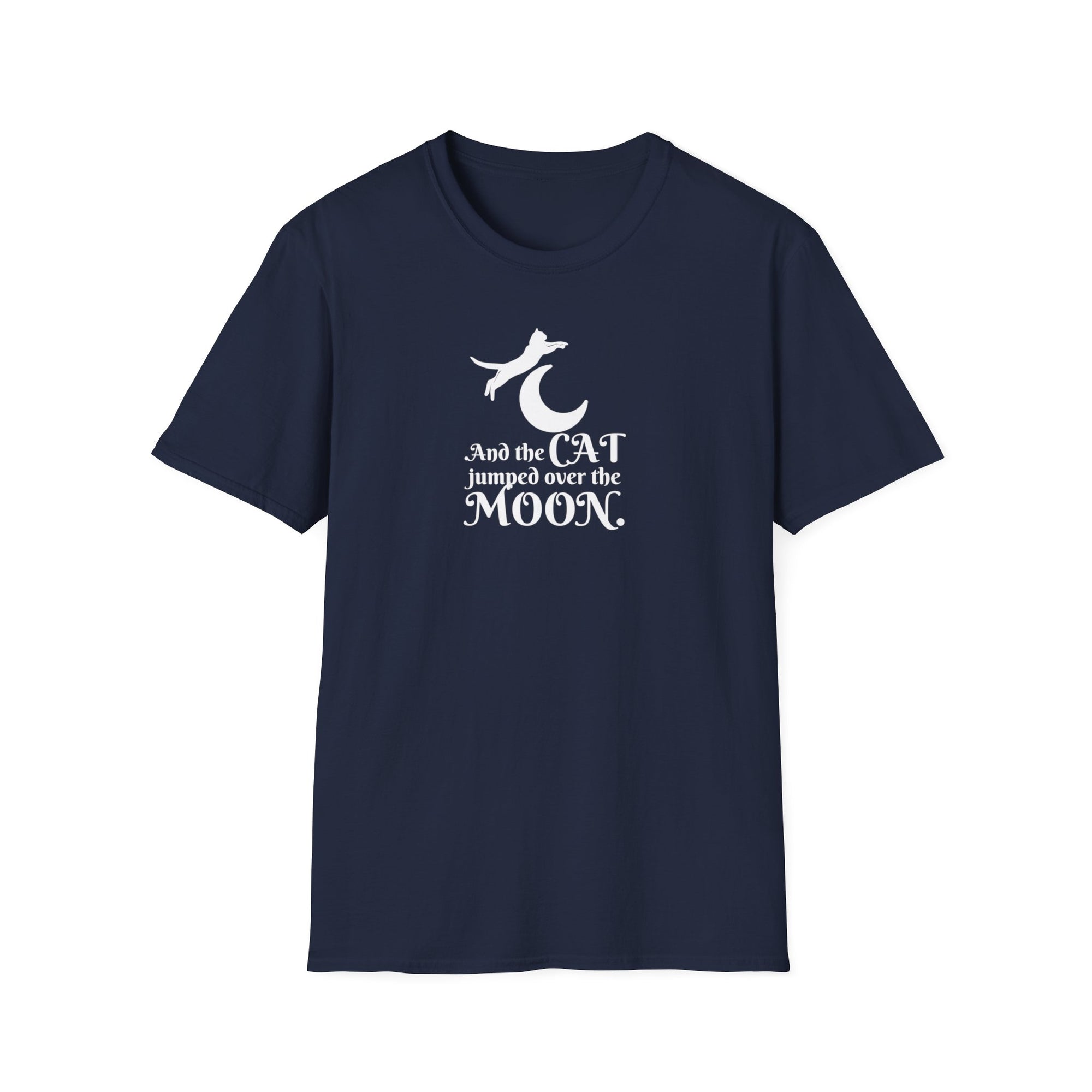 Cat Jumped Over the Moon Unisex Softstyle T - Shirt - T - Shirt - Epileptic Al’s Shop