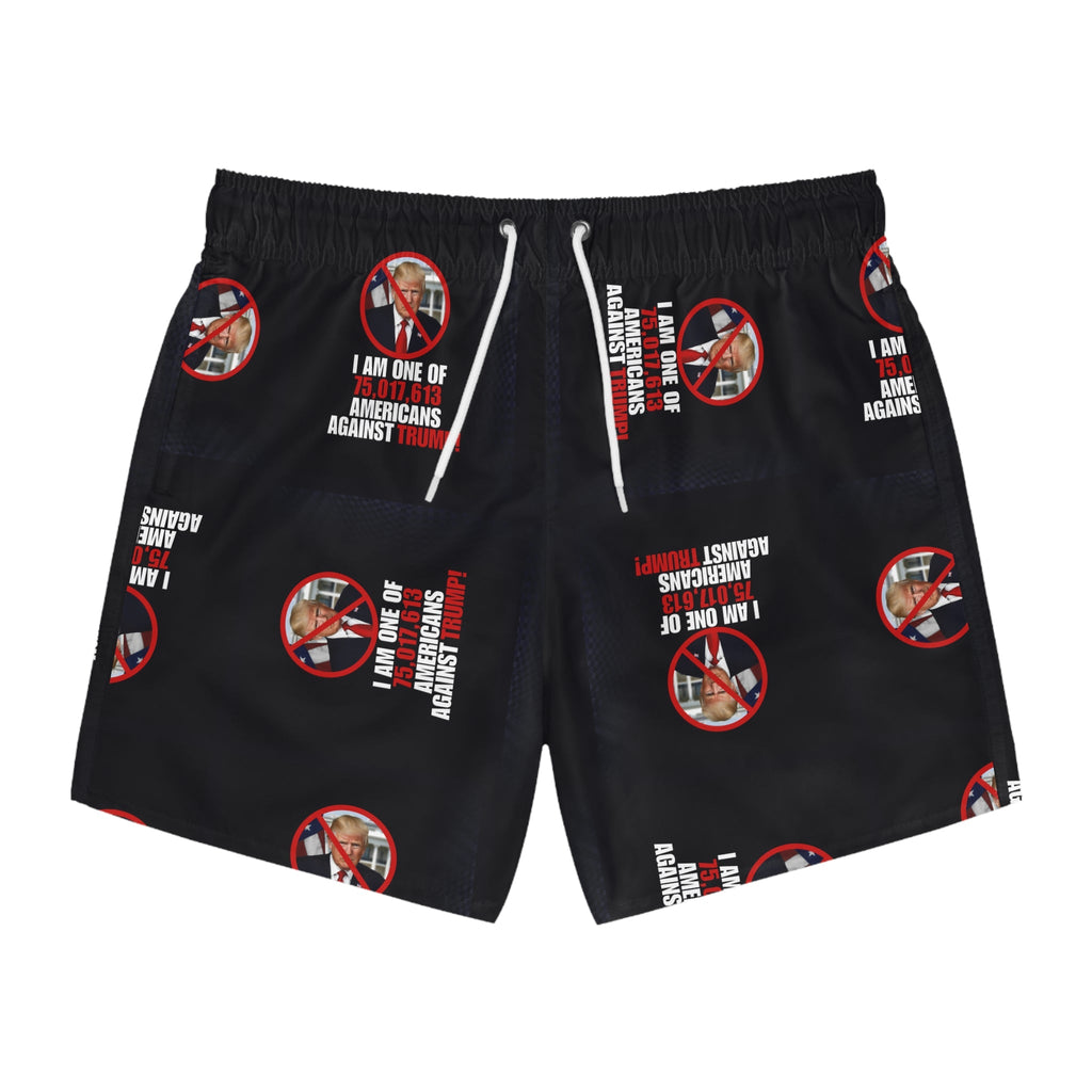 Political Swim Trunks - "Americans Against Trump" Statement Shorts Printify
