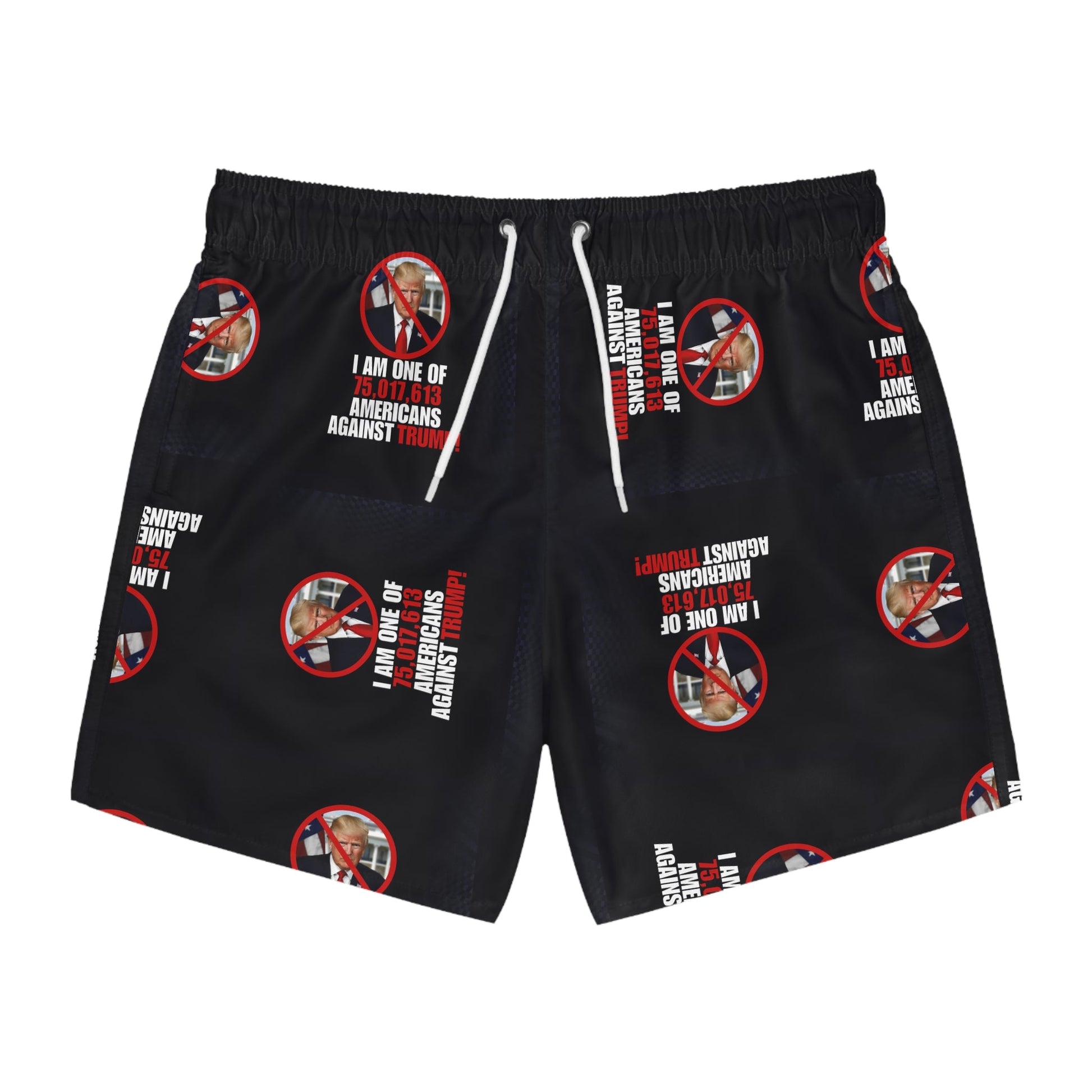 Political Swim Trunks - "Americans Against Trump" Statement Shorts Printify