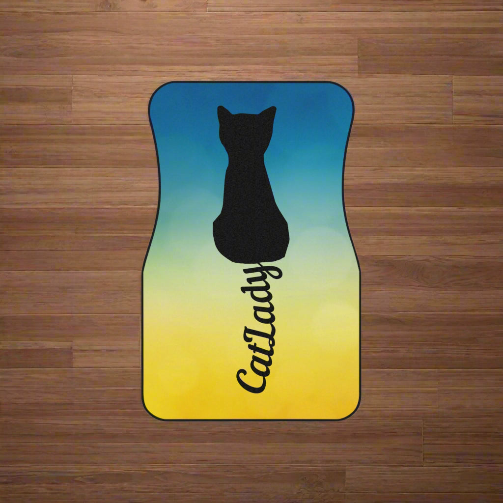 Cursive Tail Cat Lady Car Mats, Fun Car Decor