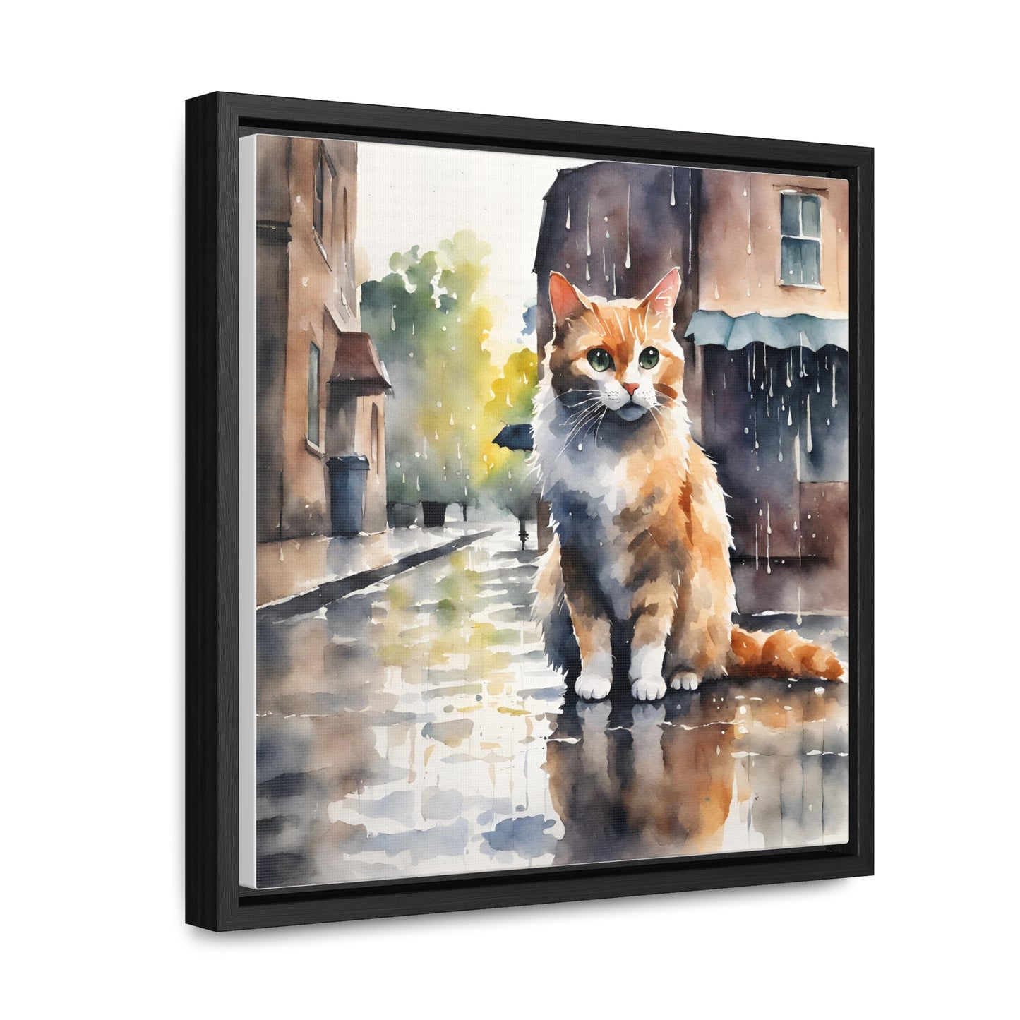 Watercolor Cat Gallery Canvas Wraps, Square Frame - Canvas - Epileptic Al’s Shop