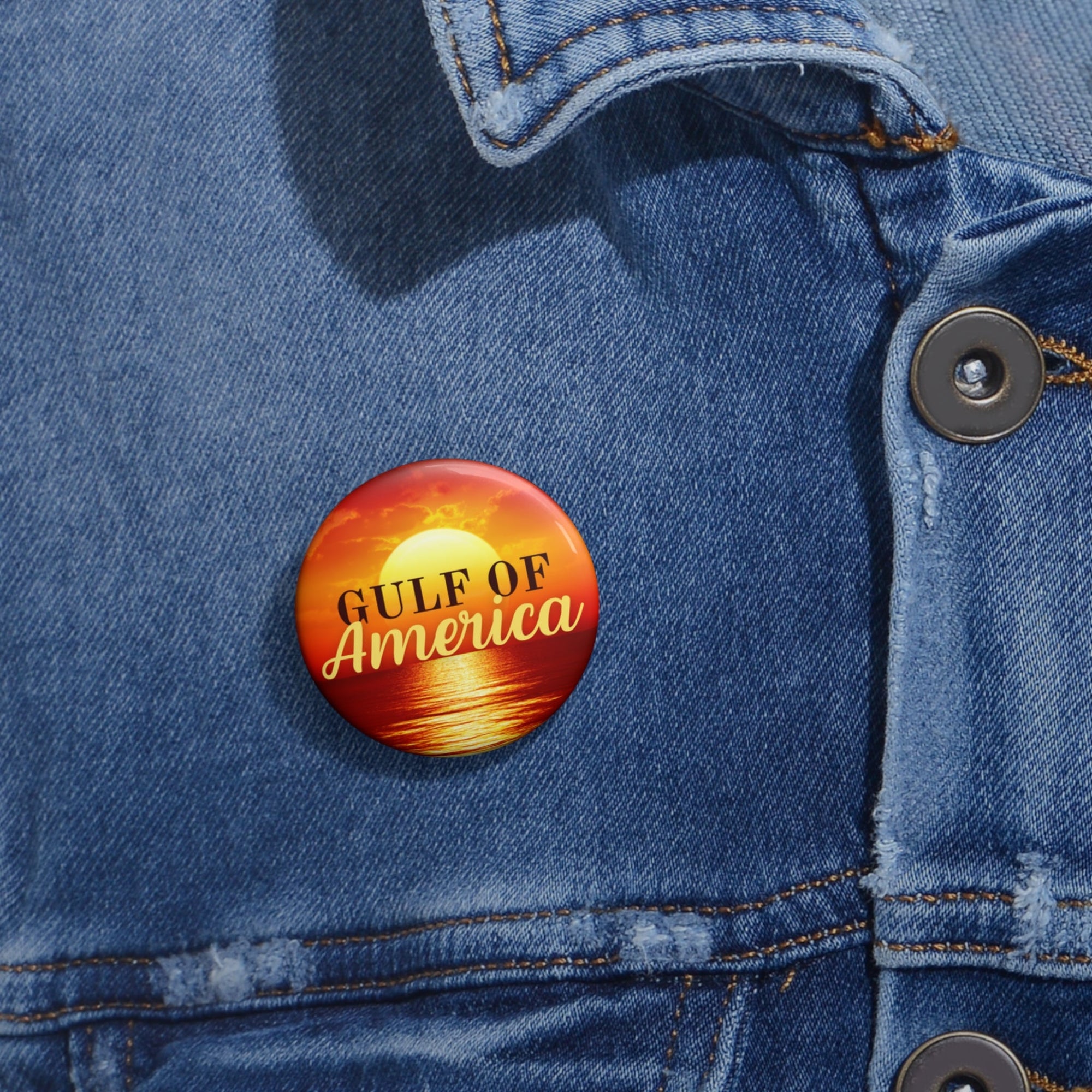 Gulf of America Sunset Pin Buttons Printify