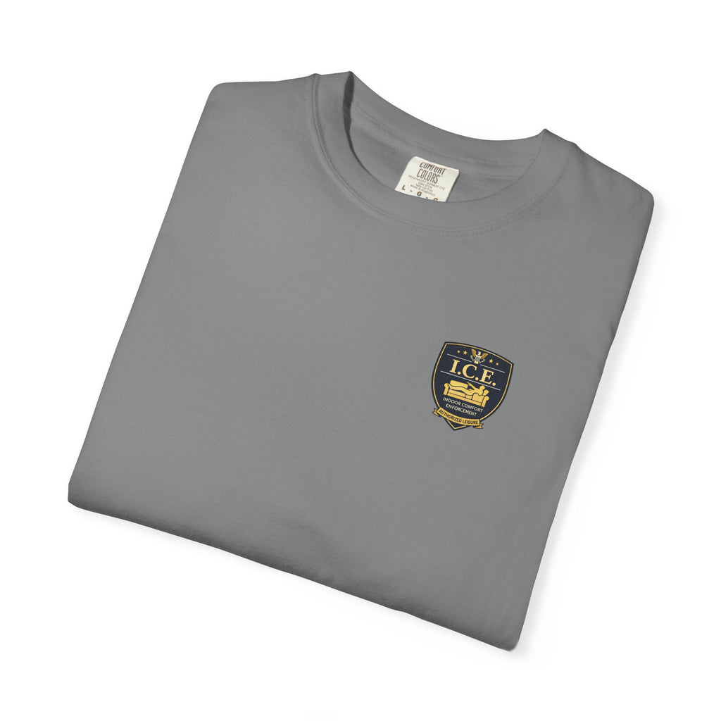 I.C.E. Badge T-Shirt | Institute of Cozy Excellence Parody Tee