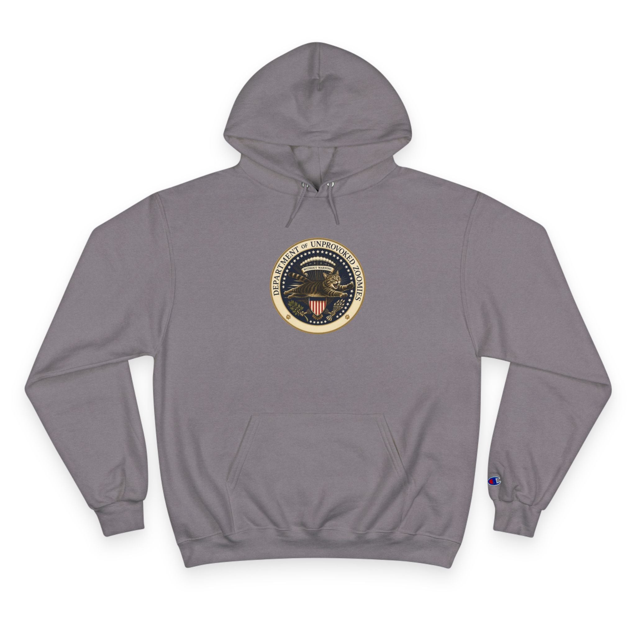 Department of Unprovoked Zoomies Champion Hoodie | Funny Cat Seal Sweatshirt