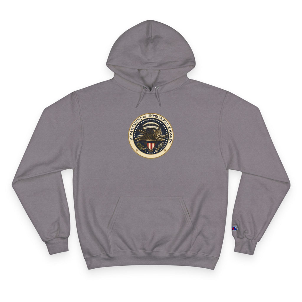 Department of Unprovoked Zoomies Champion Hoodie | Funny Cat Seal Sweatshirt