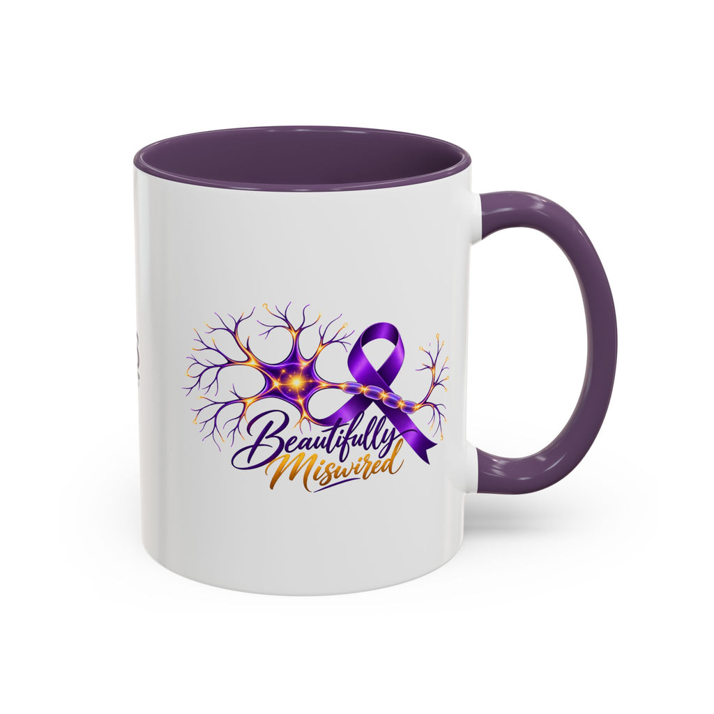 Beautifully Miswired Epilepsy Awareness Ceramic Mug | Purple Ribbon & Neuron Design (11/15oz)