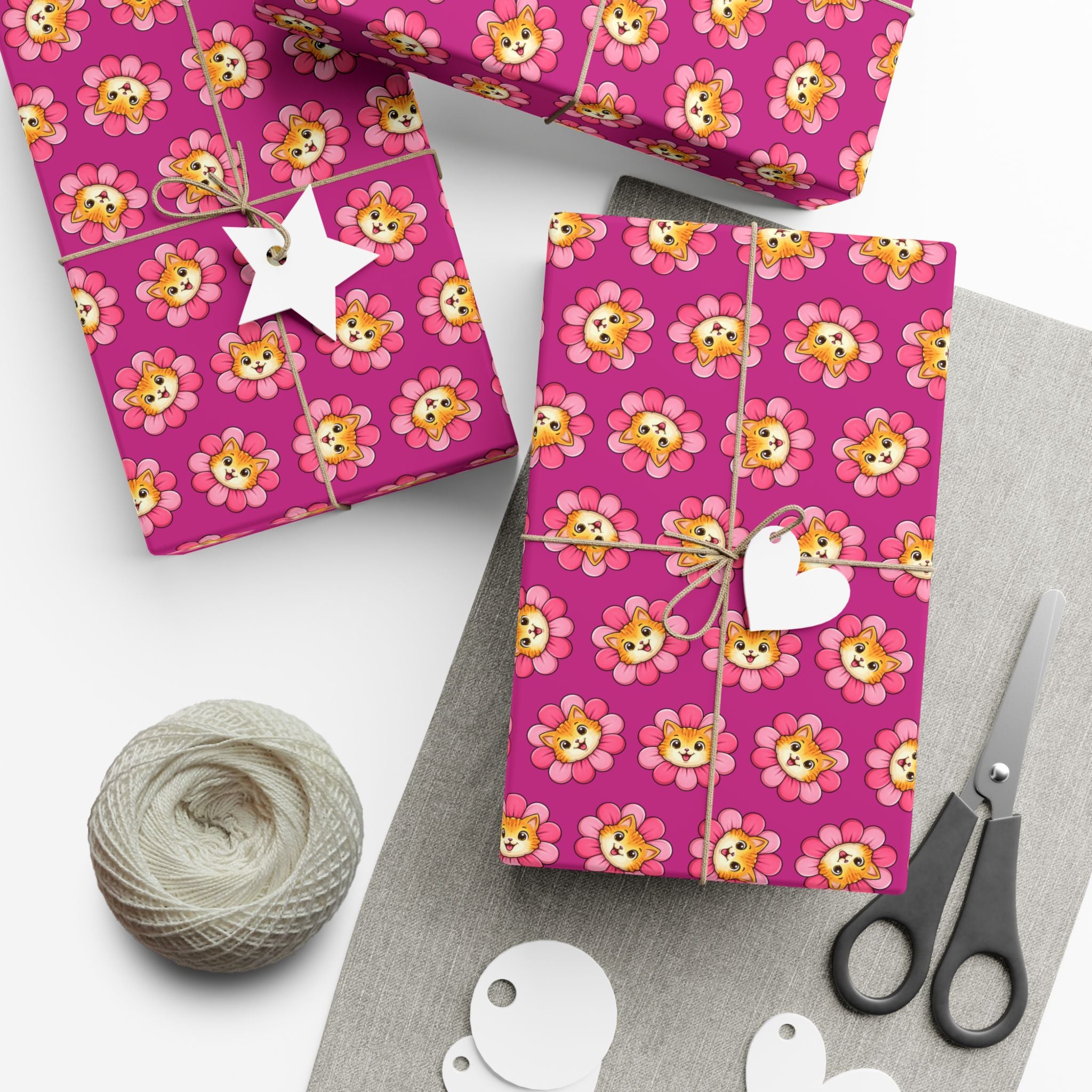 Pink Cat Blossom Gift Wrap | Cute Cat Lover Wrapping Paper