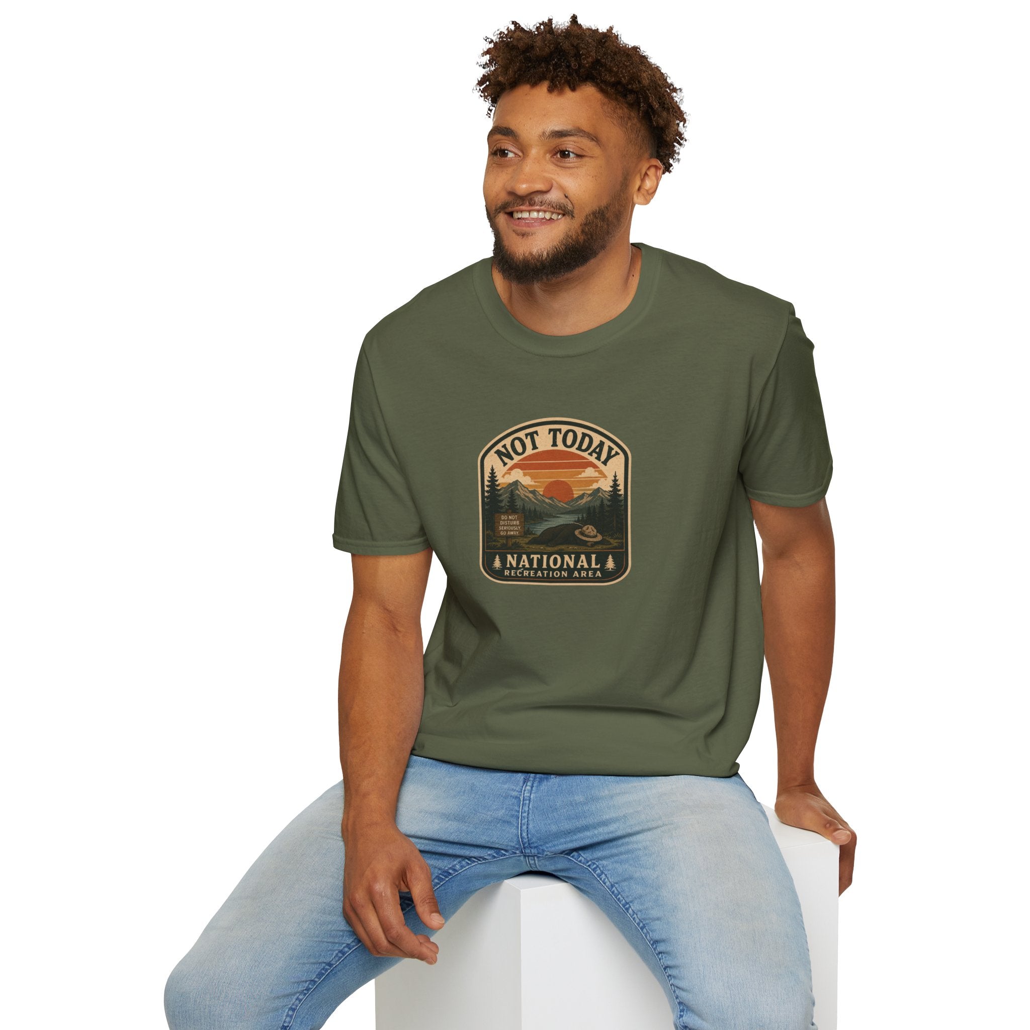 Not Today National Recreation Area Unisex T-Shirt | Funny Retro Outdoors Graphic Tee