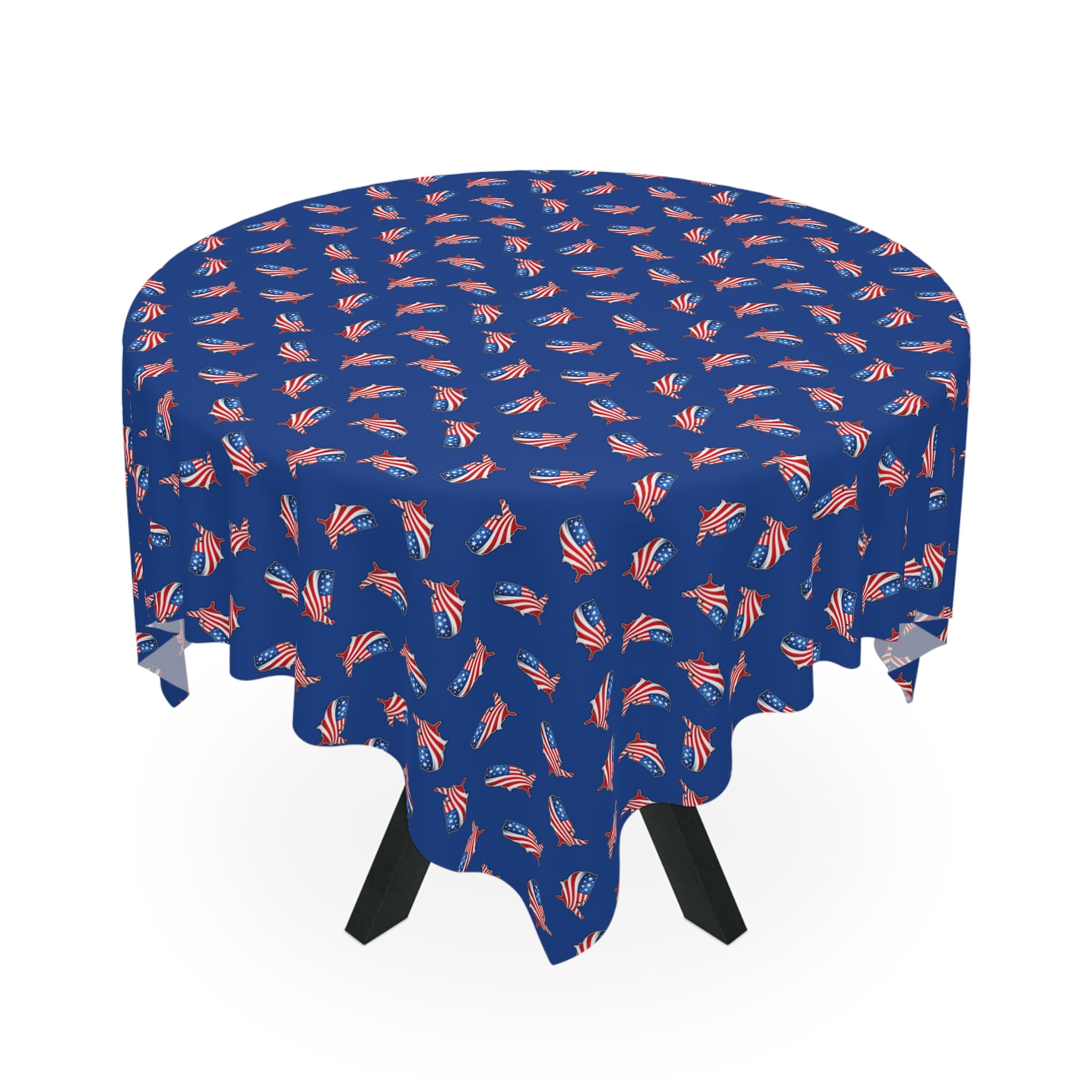 Patriotic USA Map Tablecloth – Red, White & Blue All-Over Print