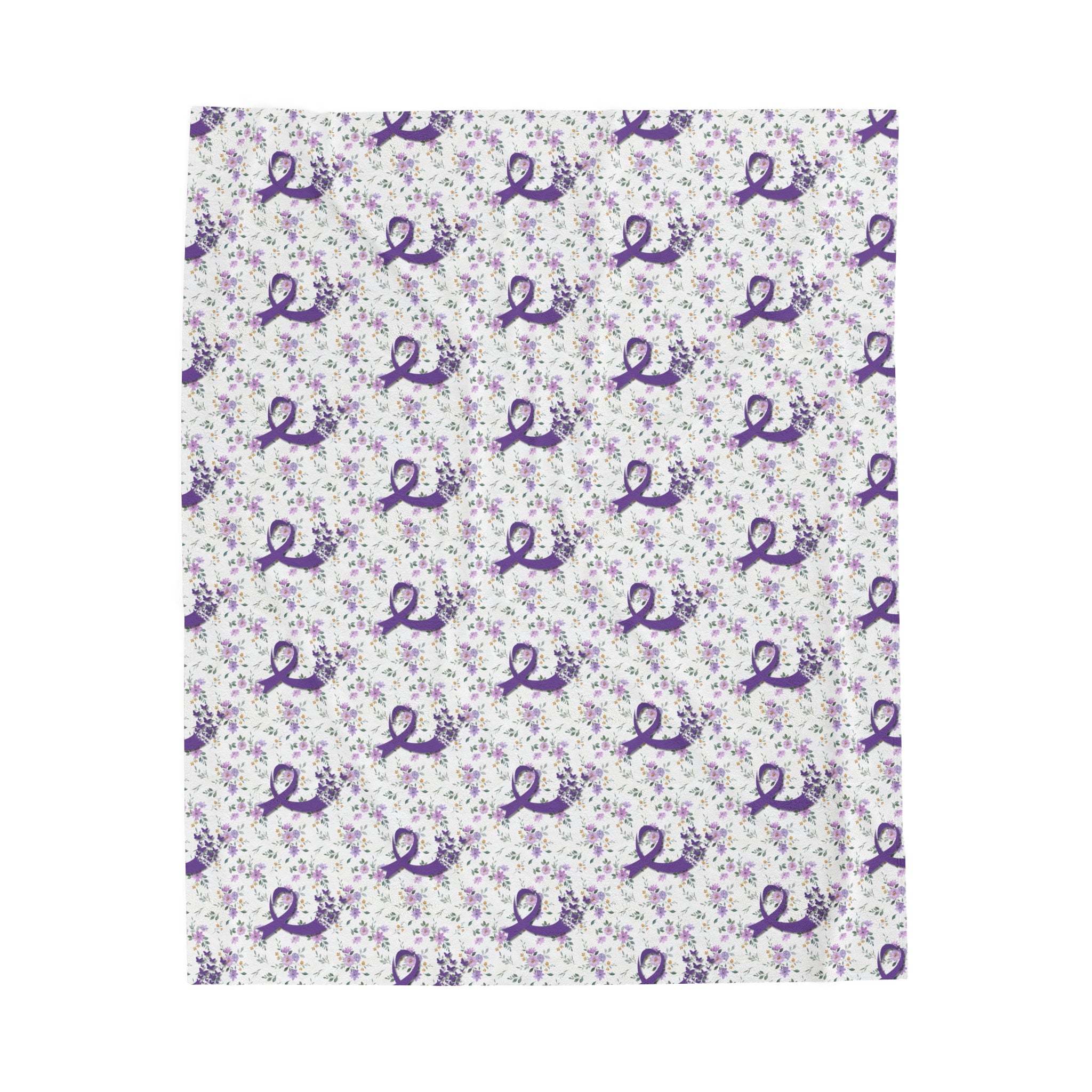Purple Flowers Epilepsy Awareness Velveteen Plush Blanket - EpiAl's Shop