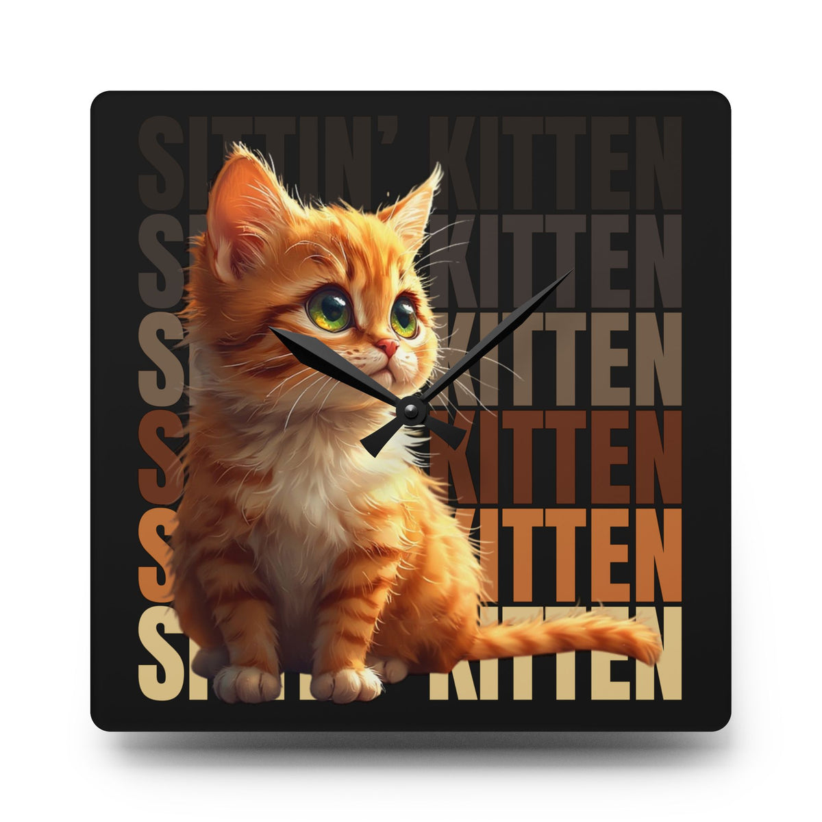 Sittin' Kitten Acrylic Wall Clock, Cute Cat Decor