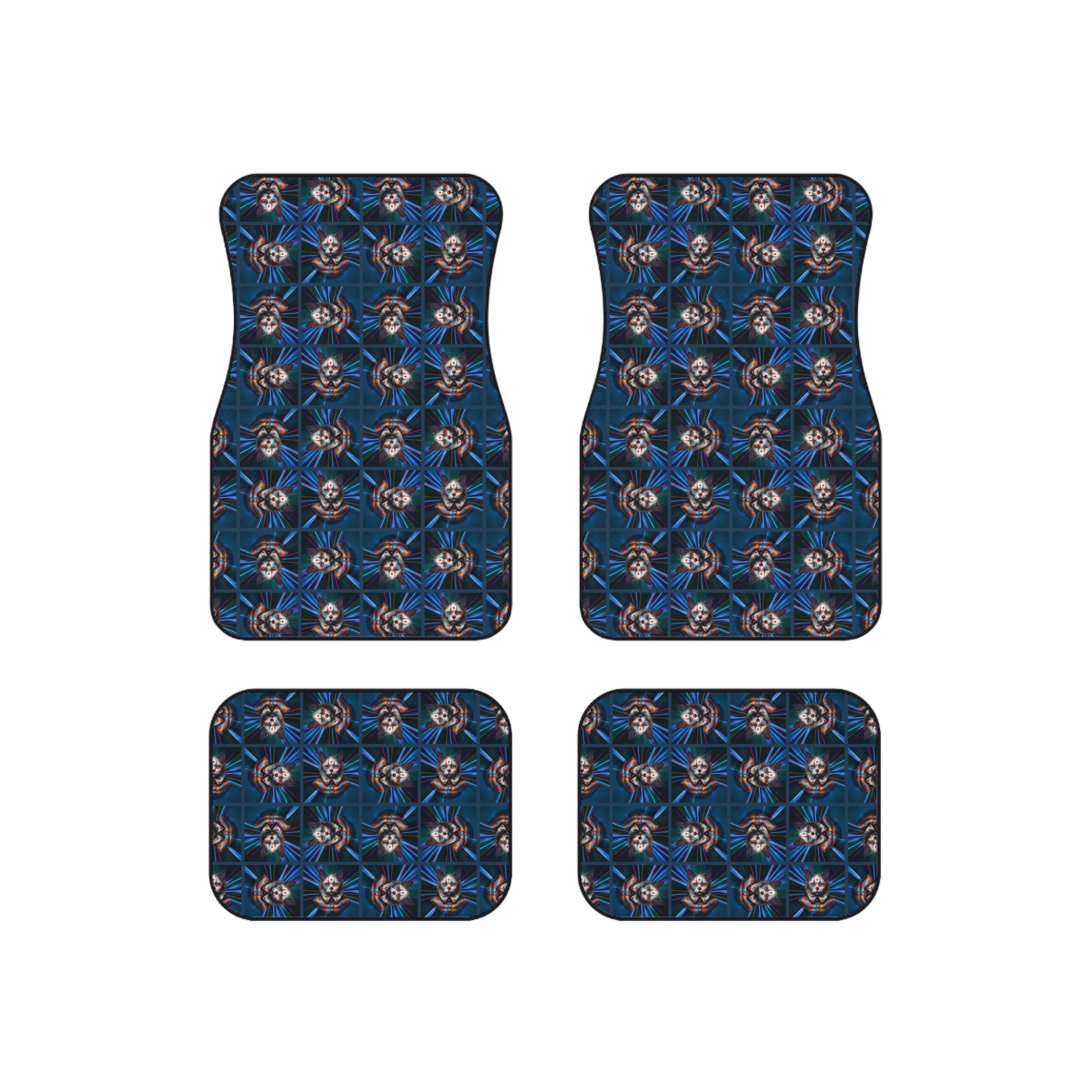 Clown Cat Design Car Mats - Set of 4 Heavy-Duty Floor Protectors
