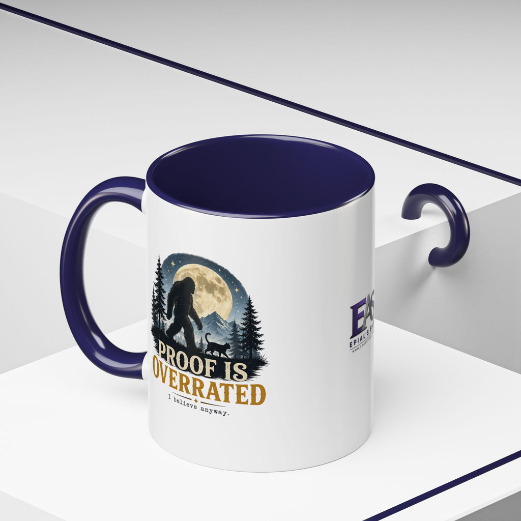 Proof Is Overrated Sasquatch & Black Cat Accent Mug