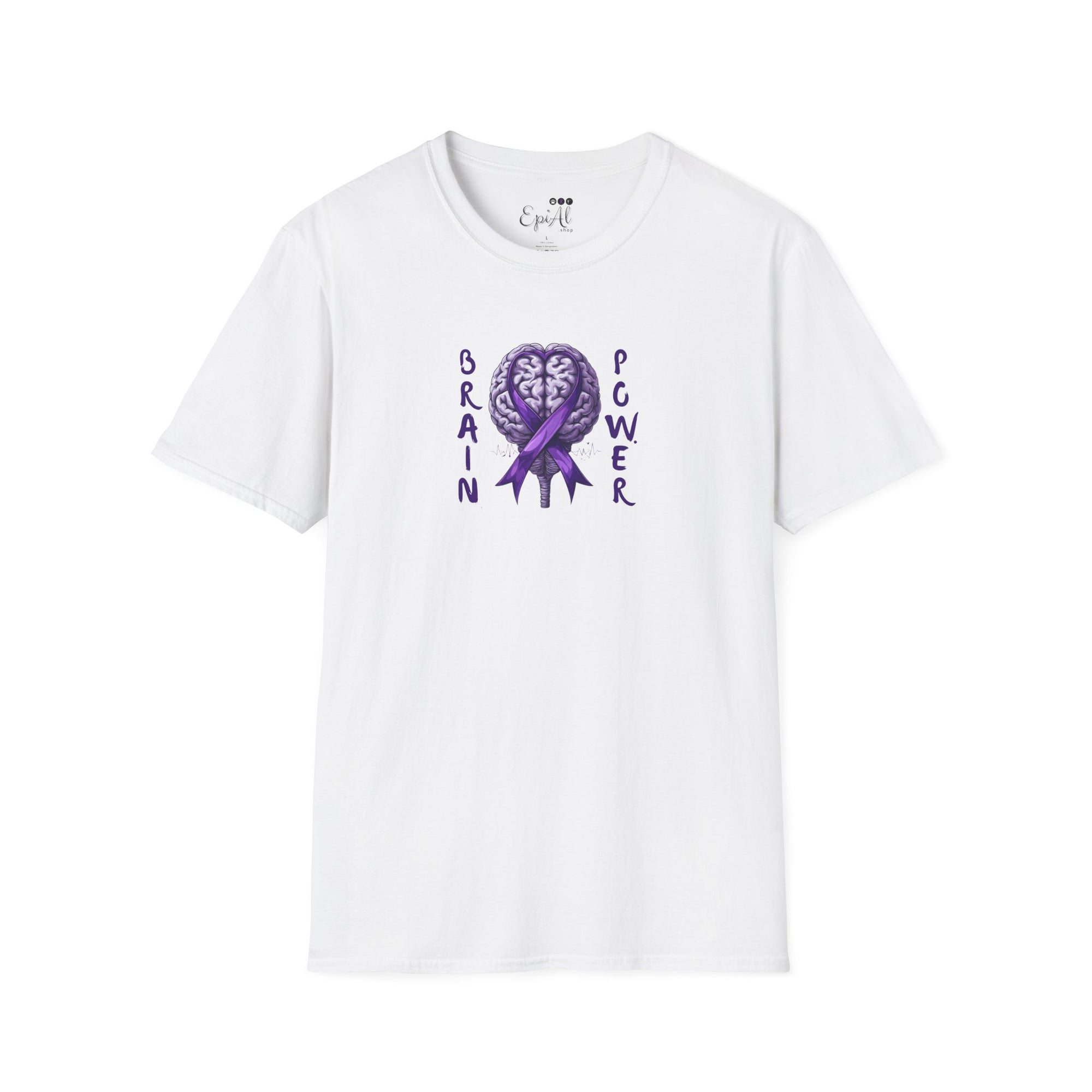 Brain Power Unisex Softstyle T-Shirt, Purple Ribbon Tee