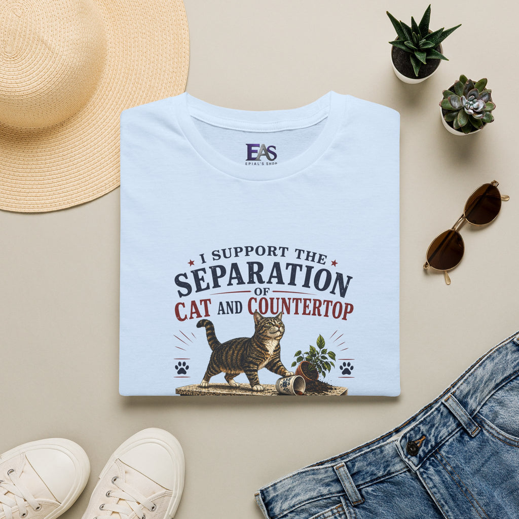 Separation of Cat and Countertop T-Shirt | Funny Cat Lover Tee