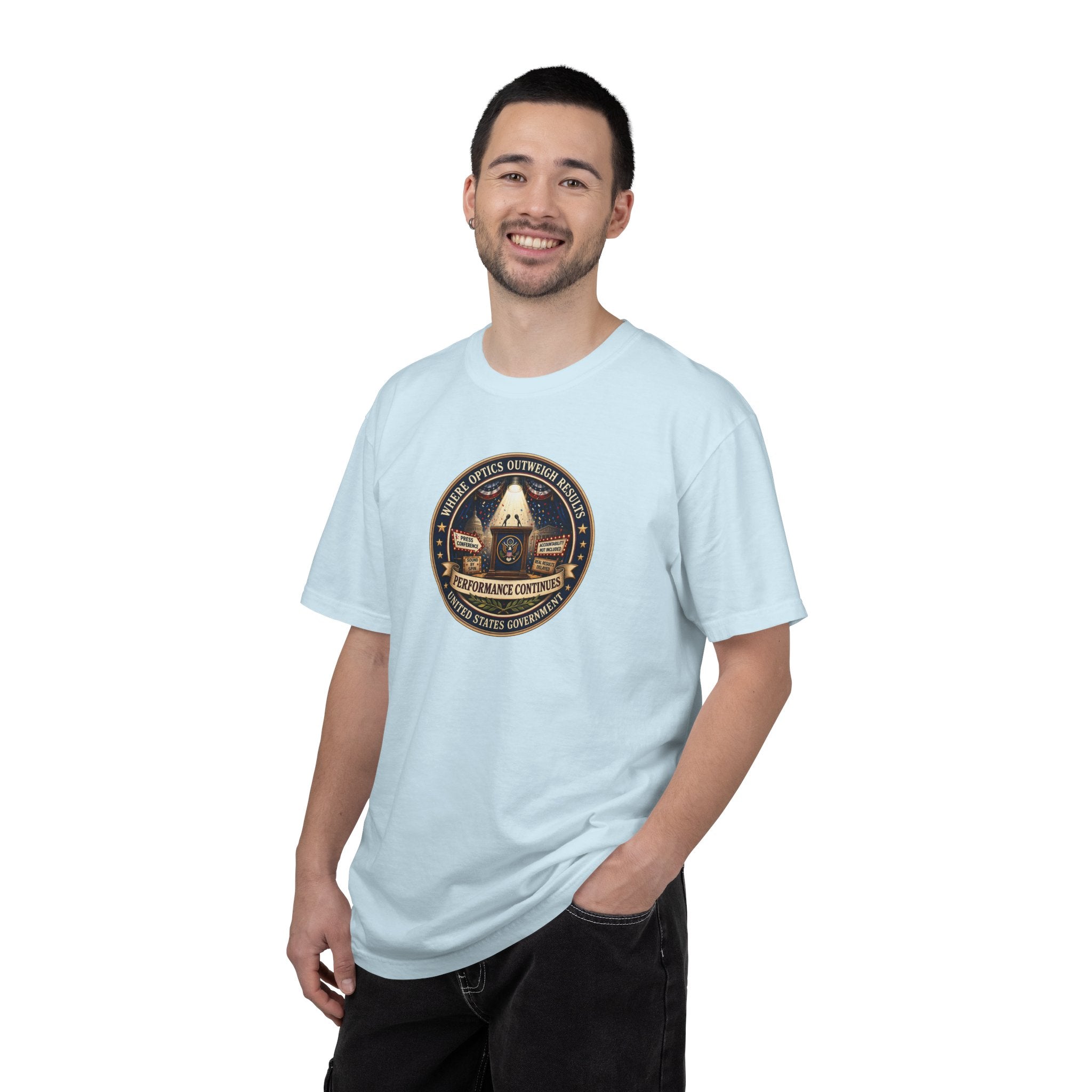 Where Optics Outweigh Results Graphic T-Shirt – Performance Continues Seal Tee