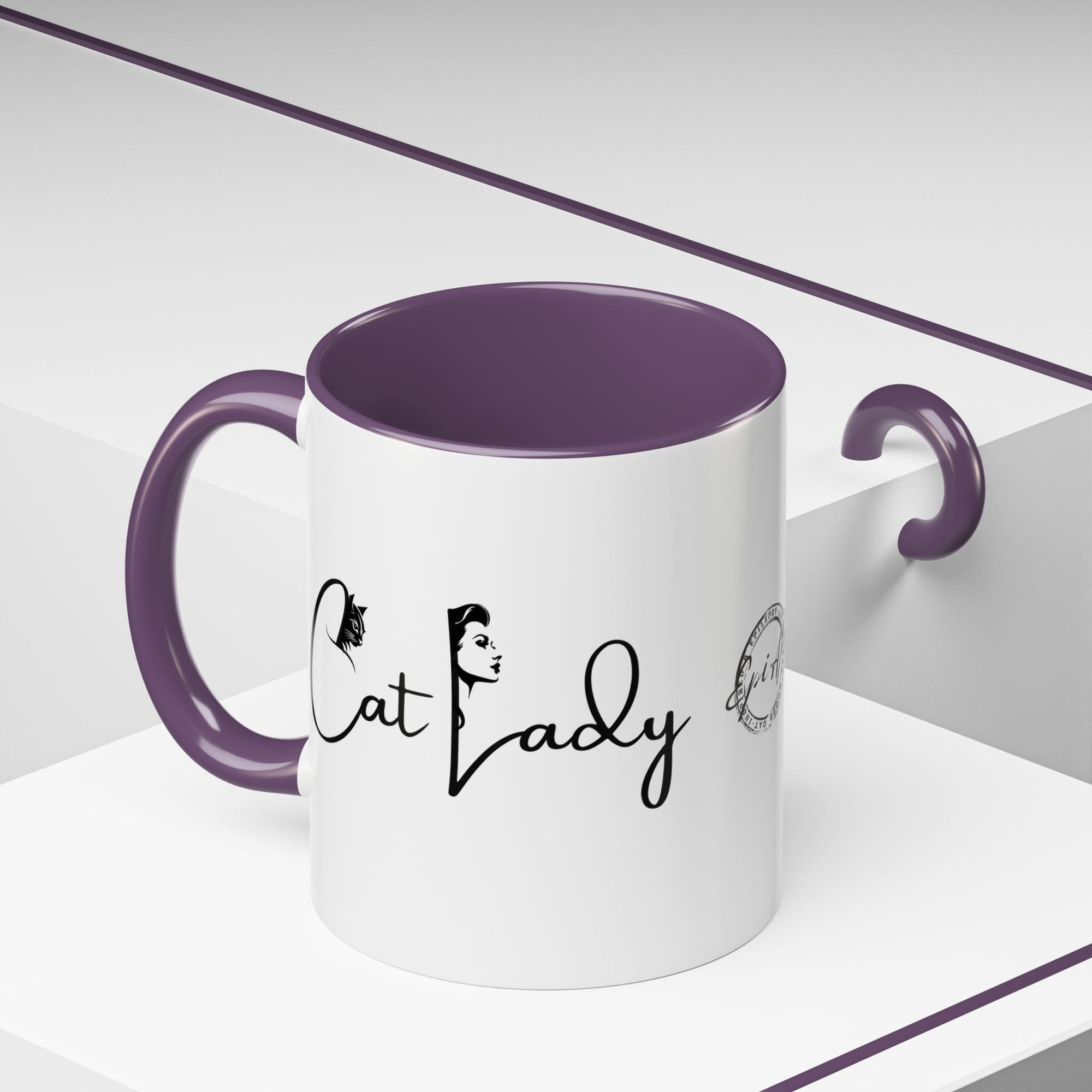 Cat Lady Accent Coffee Mug - Perfect Gift for Cat Lovers Printify