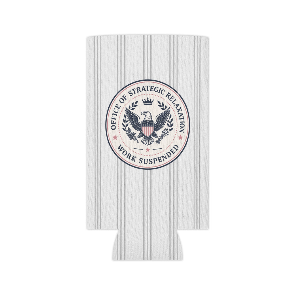 Office of Strategic Relaxation Can Cooler | Work Suspended Funny Koozie