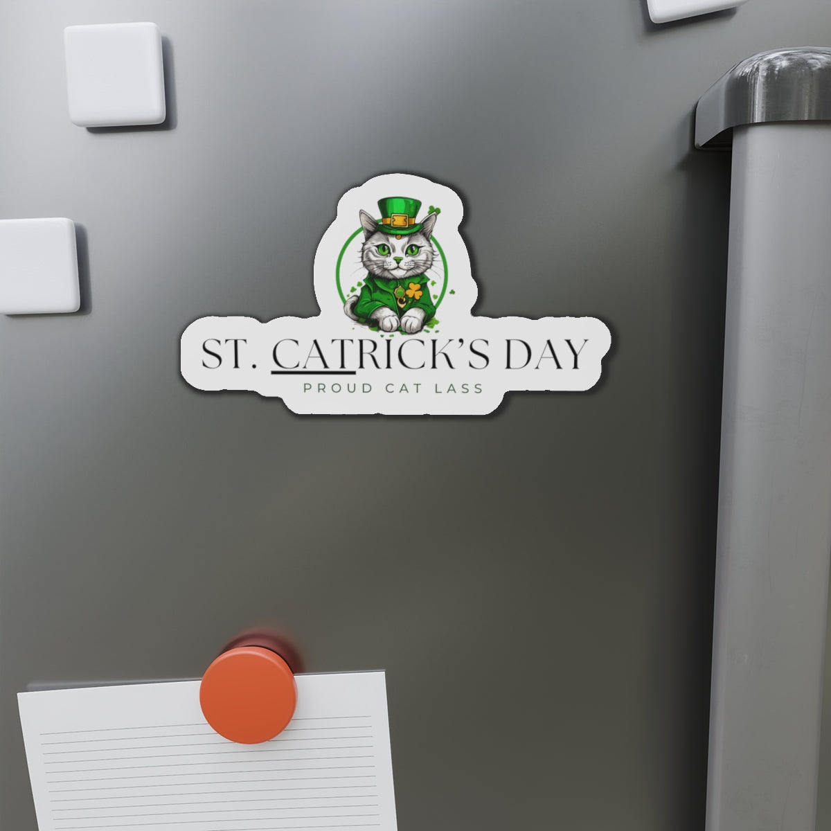 St. Catrick's Day Die-Cut Magnet - Proud Cat Lass Decoration for St. Patrick's Day Printify