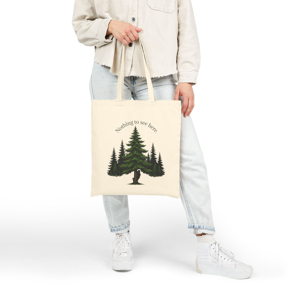 Nothing to See Here Bigfoot & Cat Canvas Tote Bag