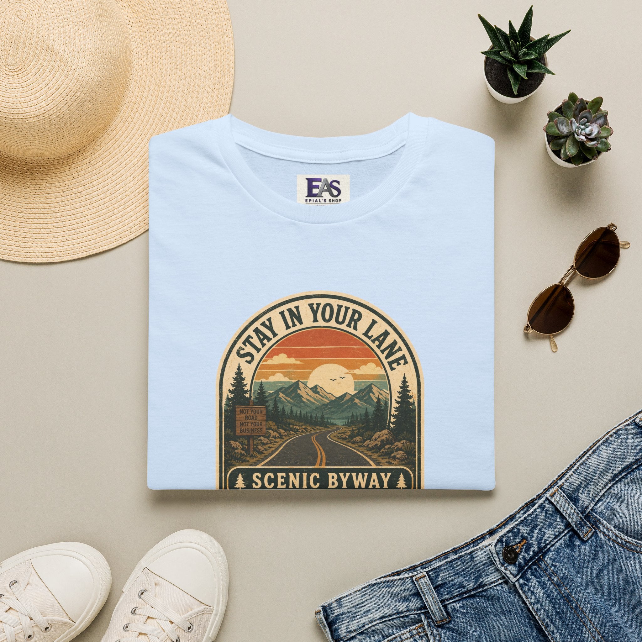 Stay in Your Lane Scenic Byway Unisex T-Shirt | Retro Road Trip Graphic Tee