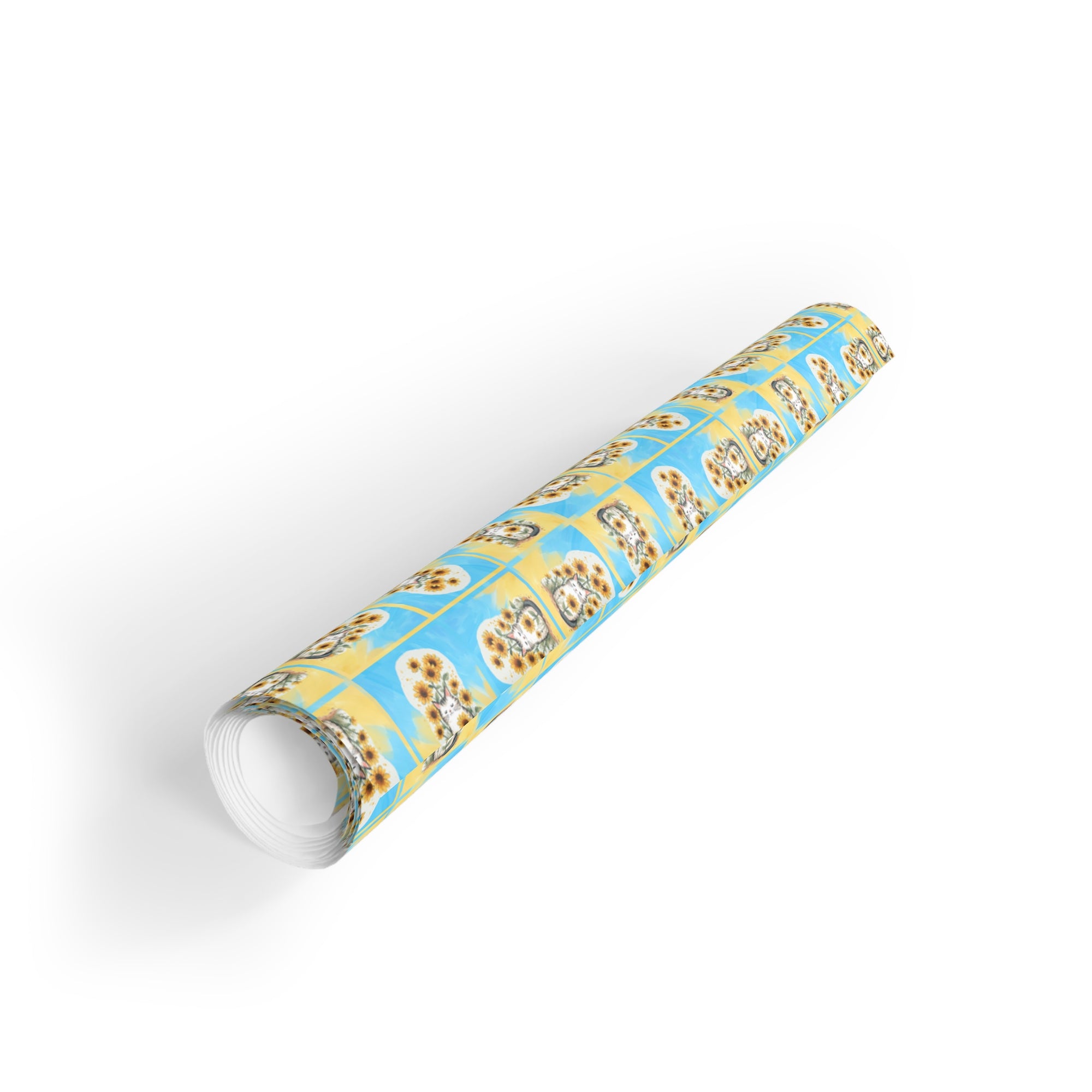 Cheerful Sunflower Kitty Gift Wrapping Paper Roll