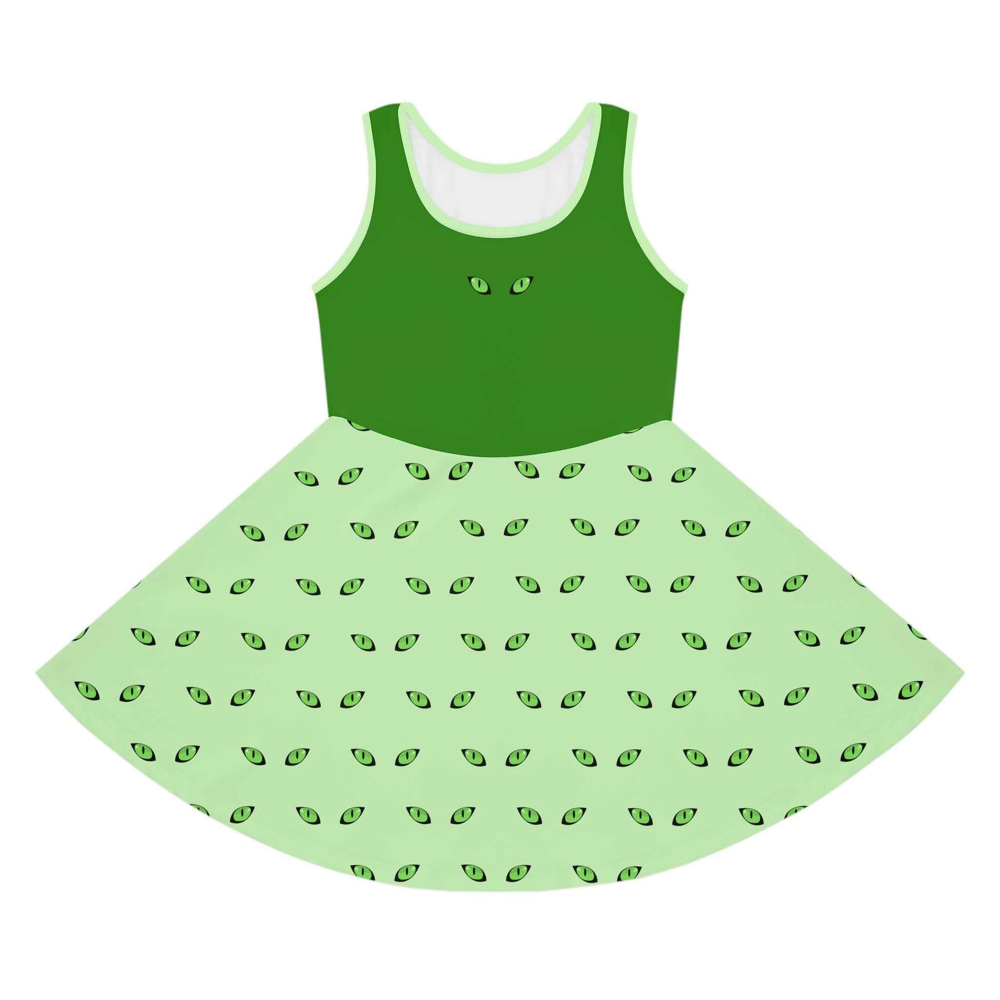 Cat Eyes Twirl Dress for Girls – Whimsical Sleeveless A-Line Summer Dress