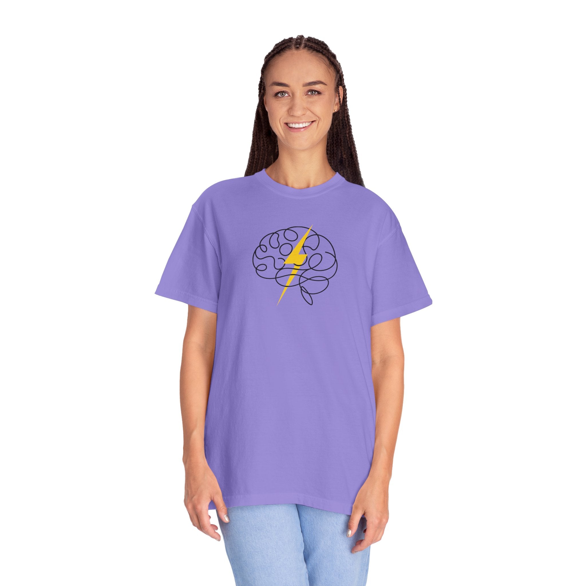 Electric Mind Brain Lightning Garment-Dyed T-Shirt