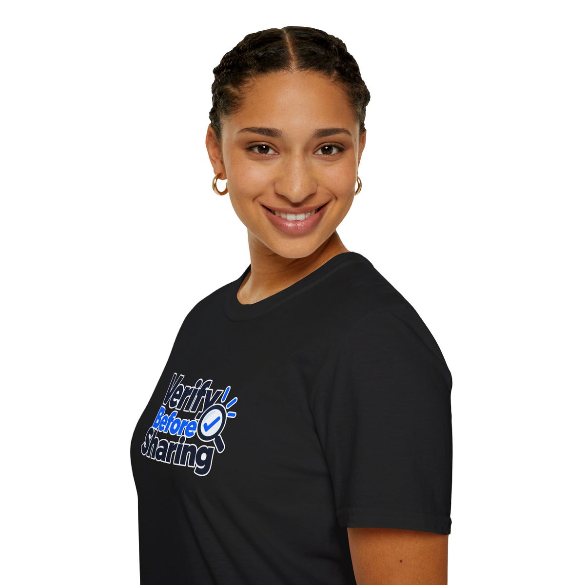 Verify Before Sharing T-Shirt | Critical Thinking & Media Literacy Graphic Tee