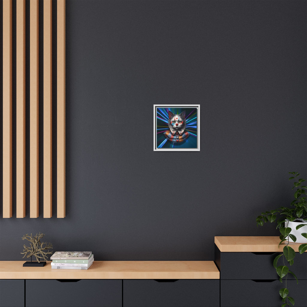 Colorful Cat Clown Framed Canvas Art – Quirky Home Decor for Pet Lovers