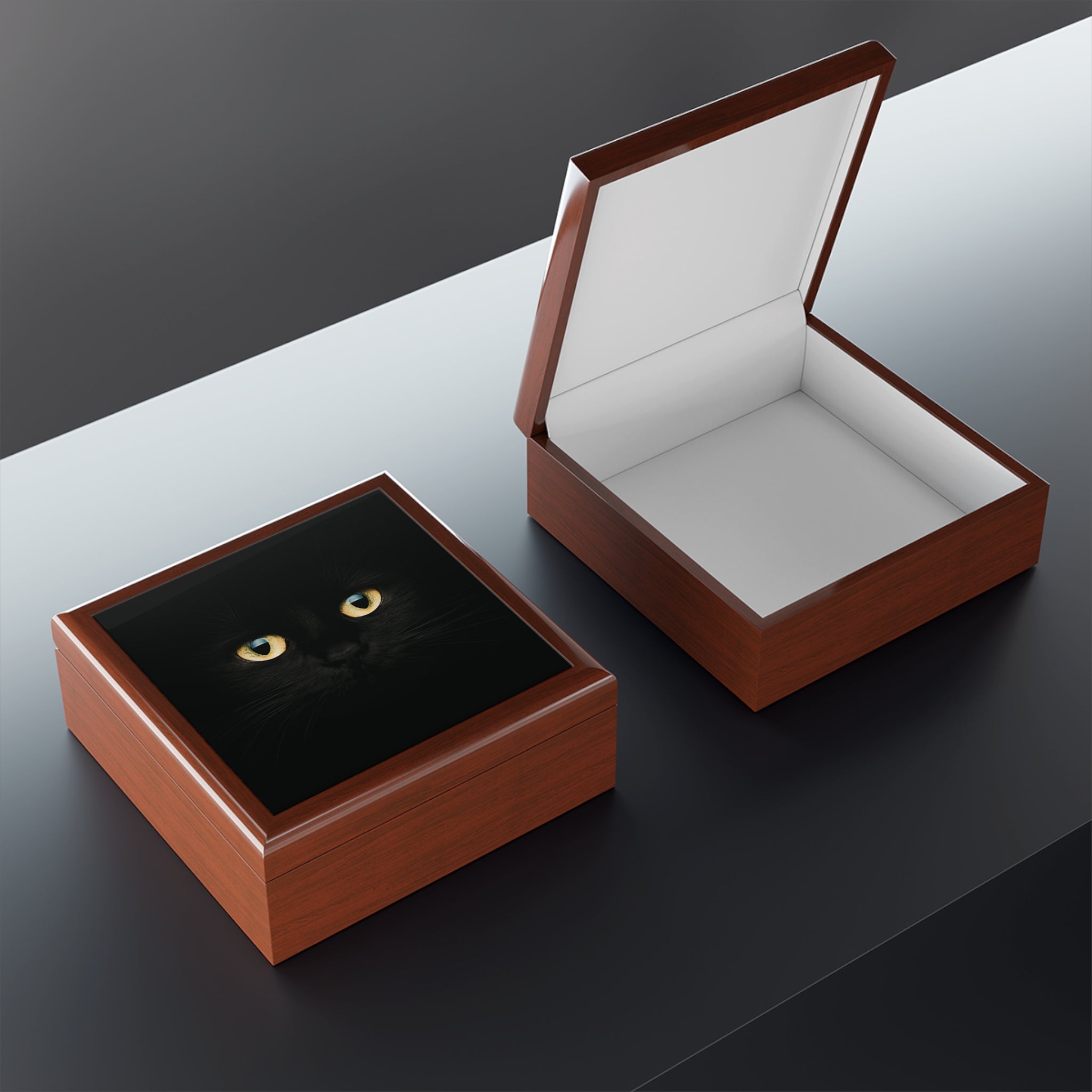 Silent Supervision Black Cat Jewelry Box | Mysterious Cat Keepsake Box