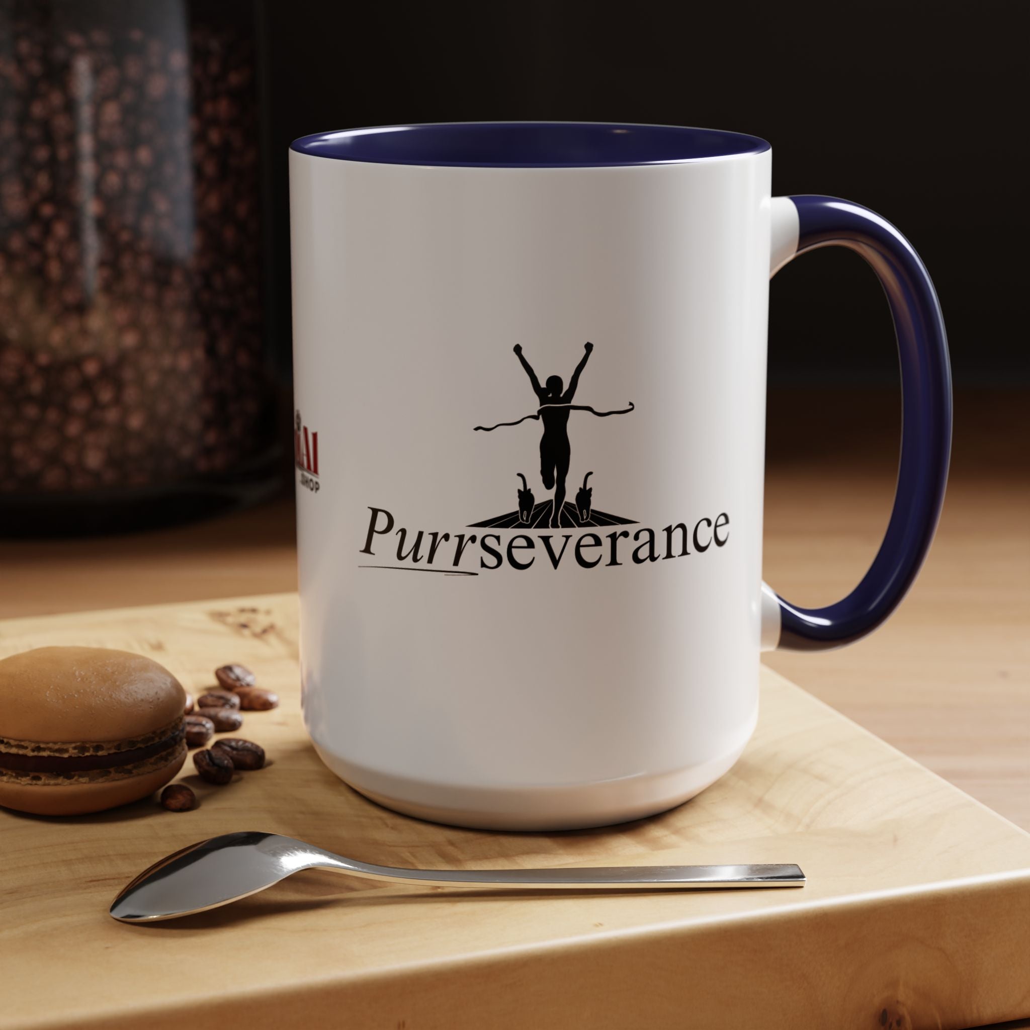 Photo depicting the ​Purrseverance Accent Coffee Mug (11, 15oz) from EpiAl's Shop.