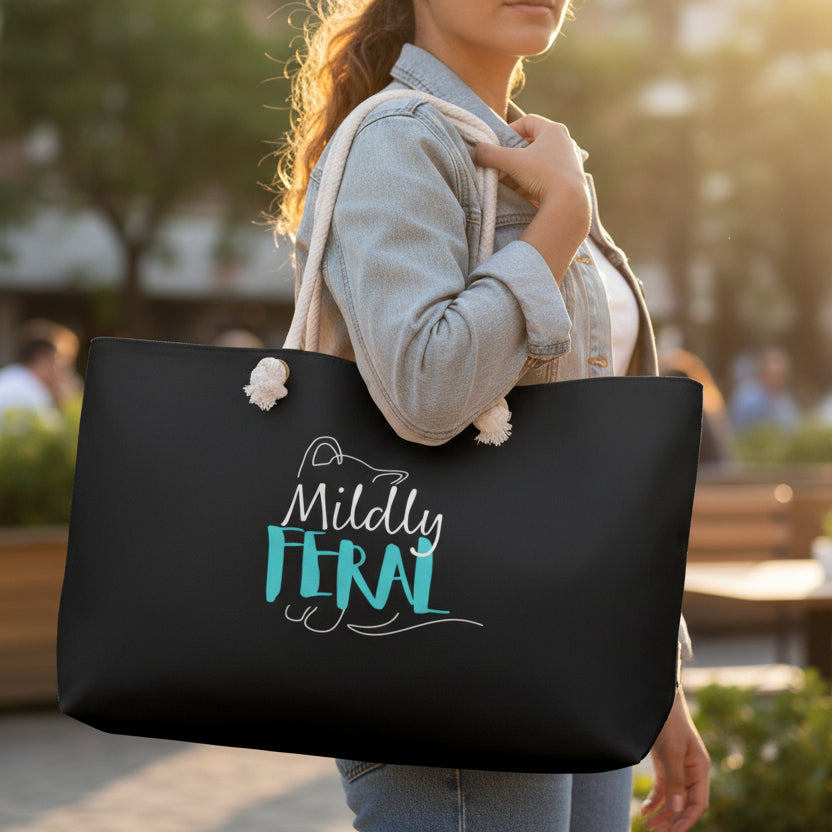 Mildly Feral Cat Weekender Bag – Funny Cat Lover Travel Tote