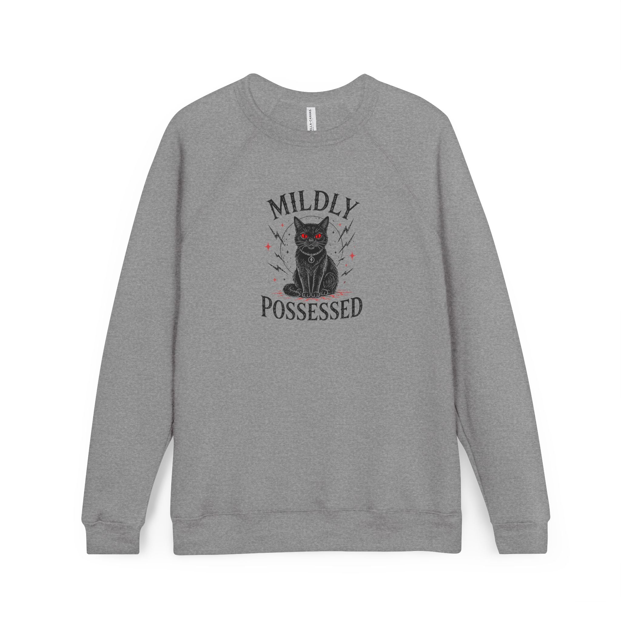 Mildly Possessed Black Cat Raglan Sweatshirt