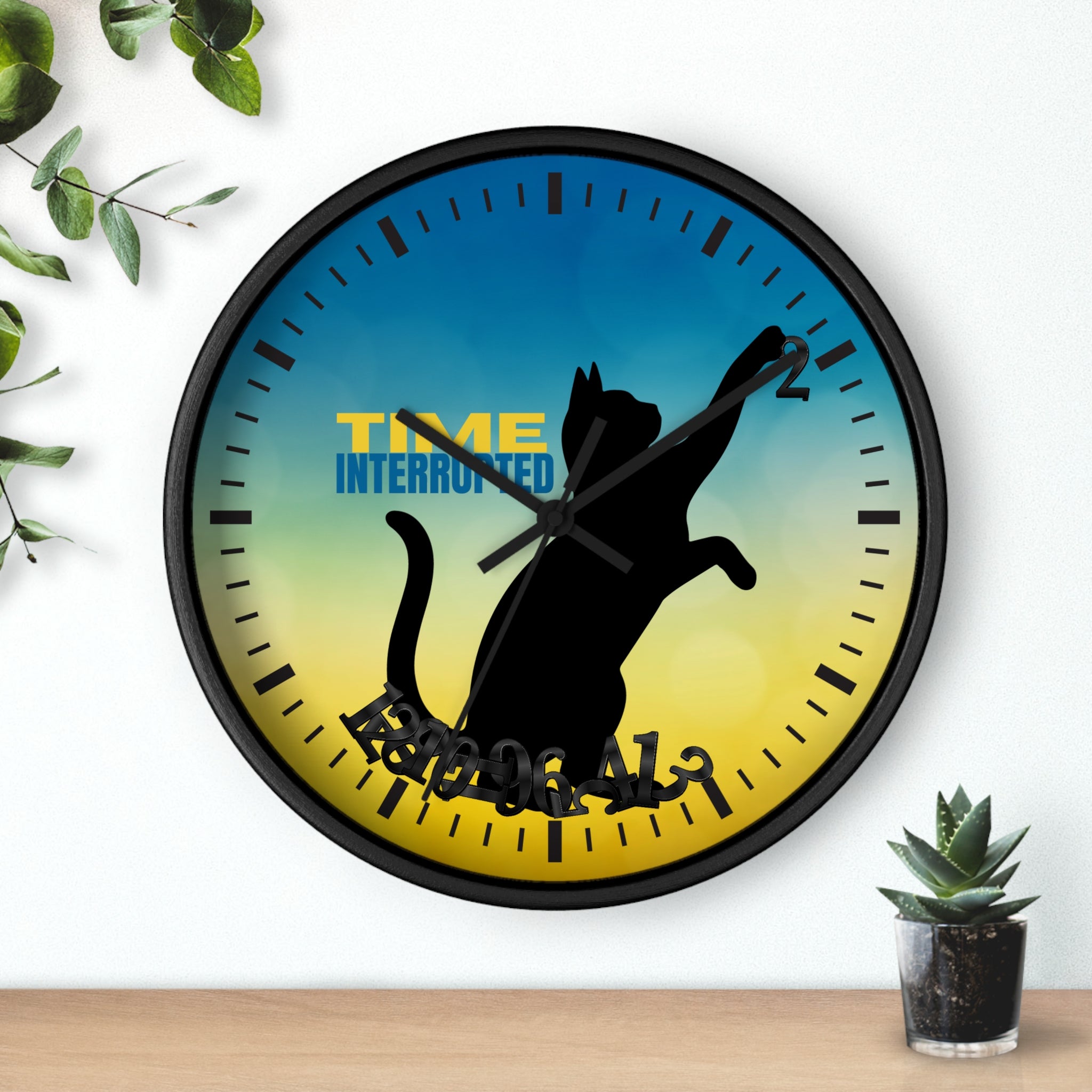 Time Interrupted Cat Wall Clock