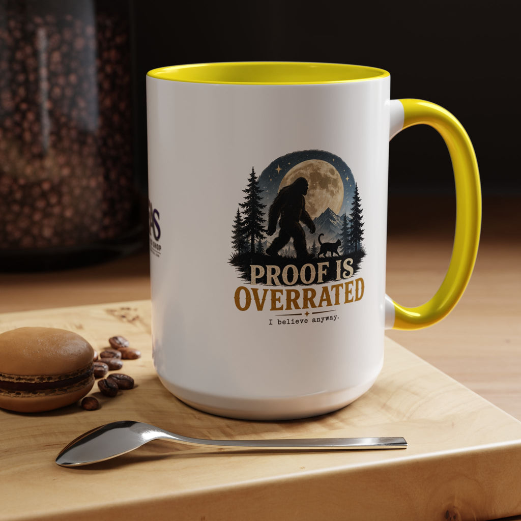 Proof Is Overrated Sasquatch & Black Cat Accent Mug