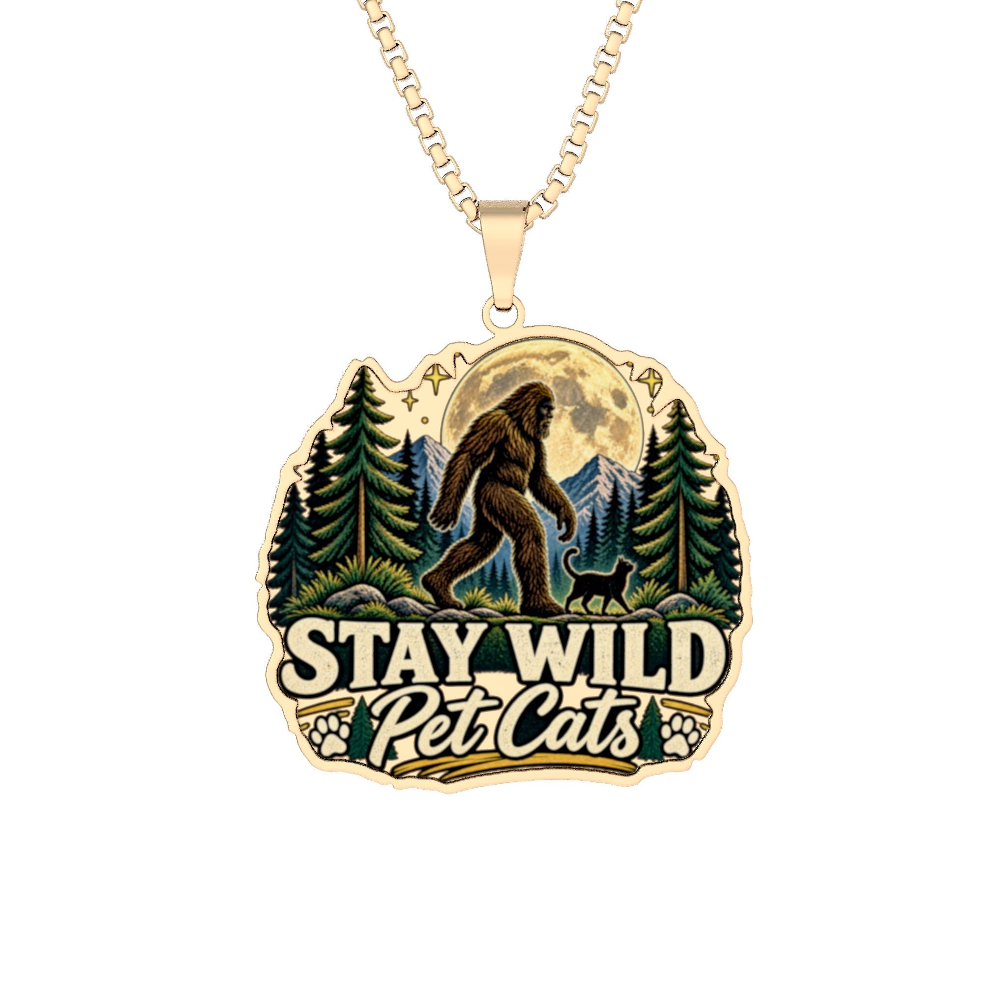 Stay Wild, Pet Cats Bigfoot Necklace | For the Wild at Heart and the Cat Obsessed