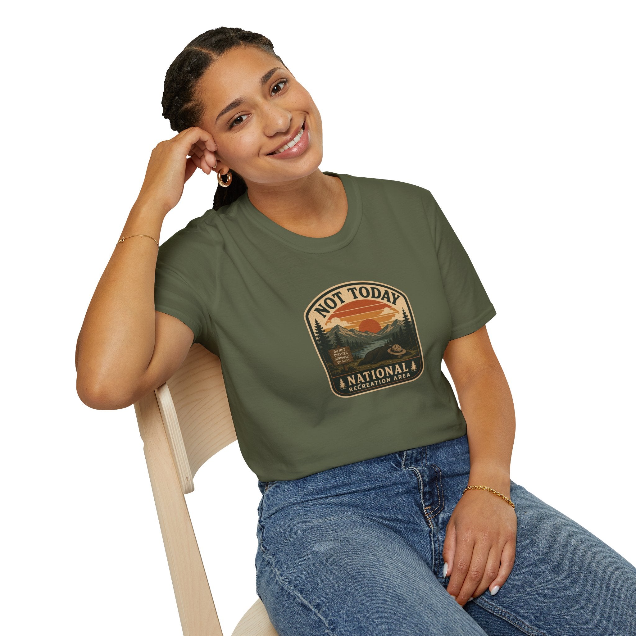 Not Today National Recreation Area Unisex T-Shirt | Funny Retro Outdoors Graphic Tee
