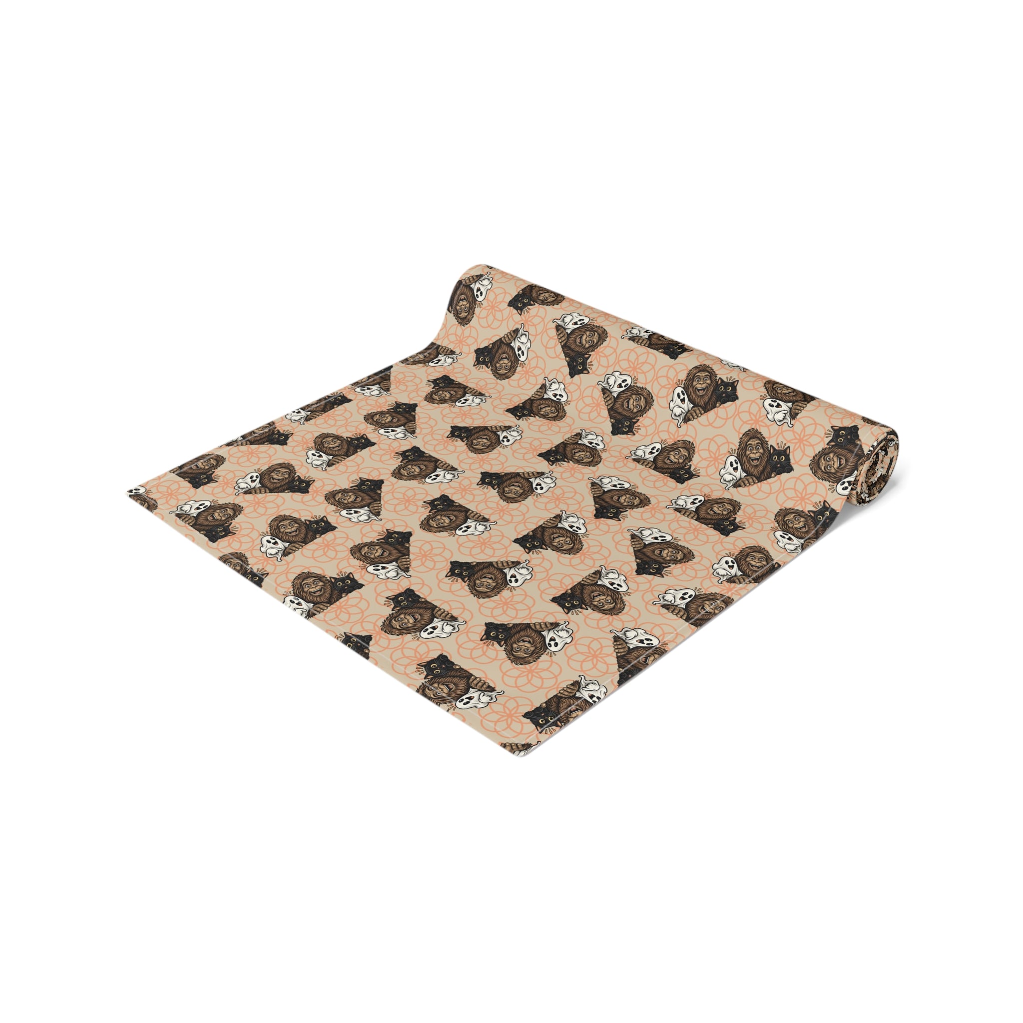Bigfoot, Boo & Black Cat Halloween Table Runner
