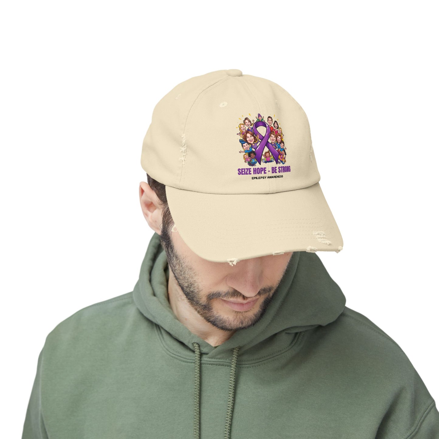 Unisex Distressed Cap - Seize Hope Be Strong - Epilepsy Awareness