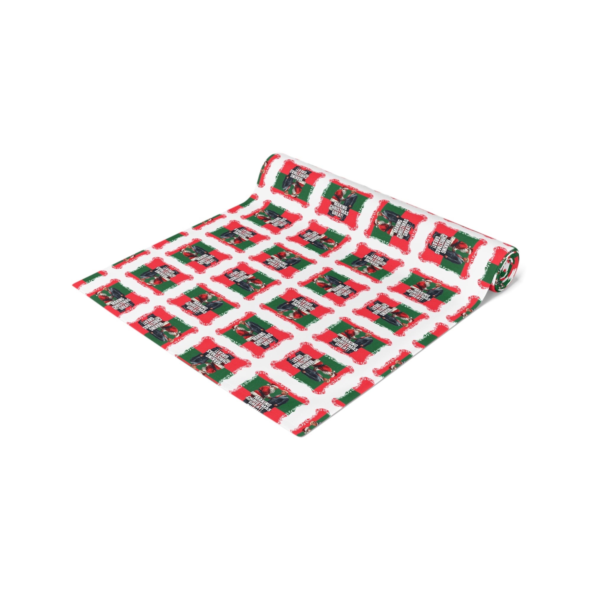 Festive Santa Trump Table Runner for Holidays | Christmas Table Decor
