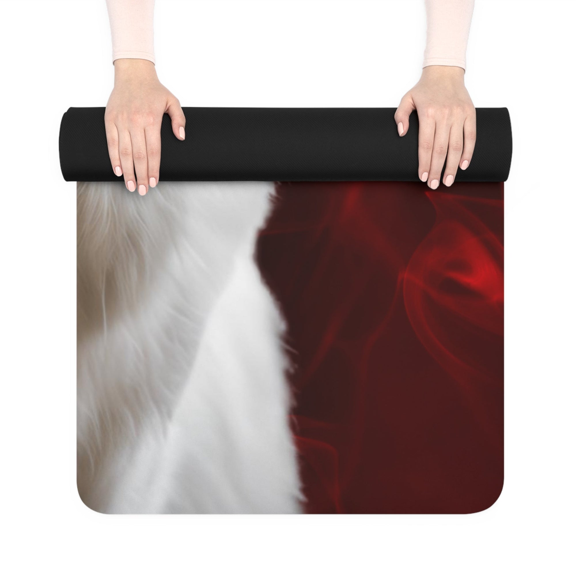 White Cat Design Rubber Yoga Mat - Non-Slip, Perfect for Yoga Enthusiasts Printify